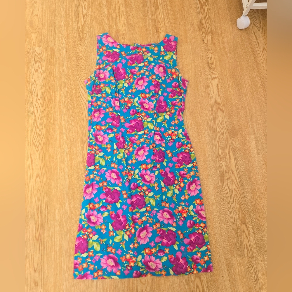 Vintage Y2k Blue Floral Sleeveless Dress